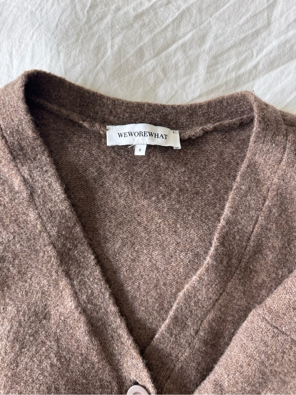WeWoreWhat Chocolate Brown V-Neck Button Cardigan NWOT - Picture 3 of 4